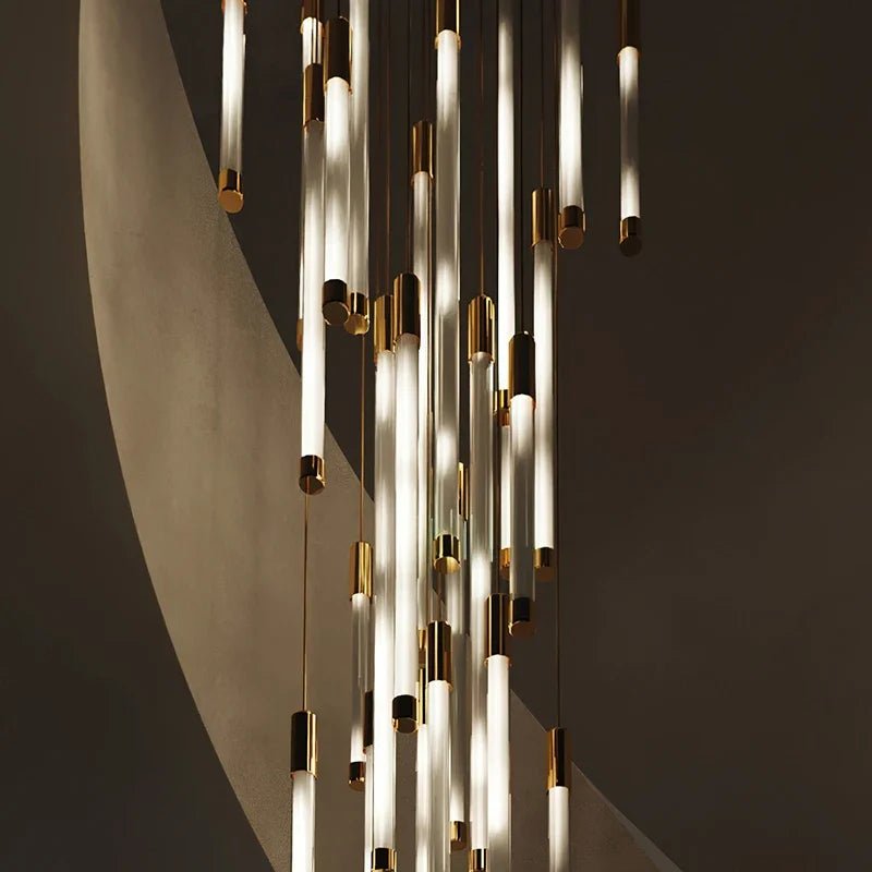 Modern Staircase Pendant Chandelier in Black or Gold - Decorbites