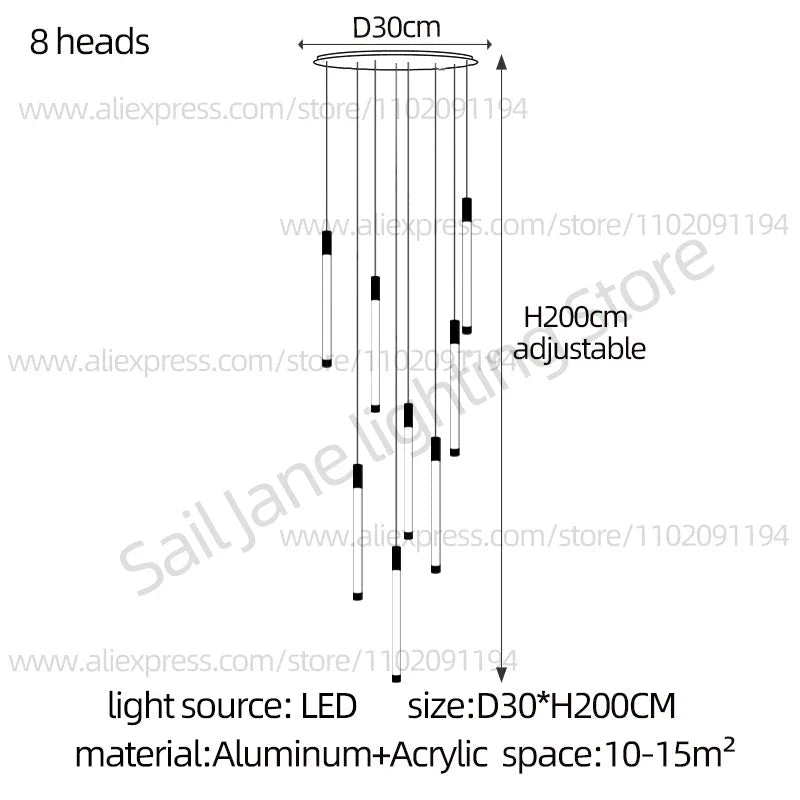 Modern Staircase Pendant Chandelier in Black or Gold - Decorbites