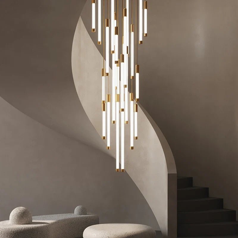 Modern Staircase Pendant Chandelier in Black or Gold - Decorbites