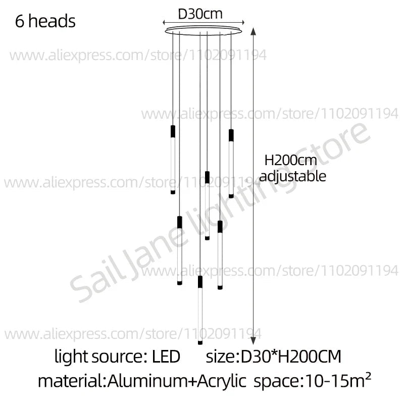 Modern Staircase Pendant Chandelier in Black or Gold - Decorbites