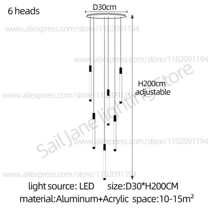 Modern Staircase Pendant Chandelier in Black or Gold - Decorbites