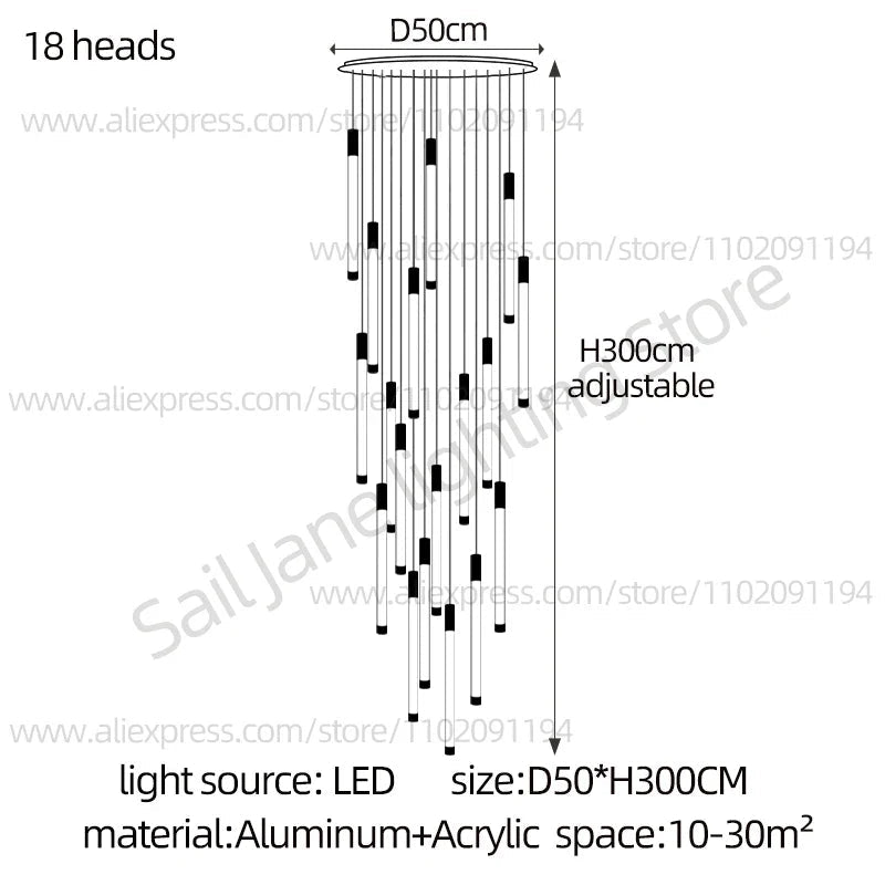 Modern Staircase Pendant Chandelier in Black or Gold - Decorbites