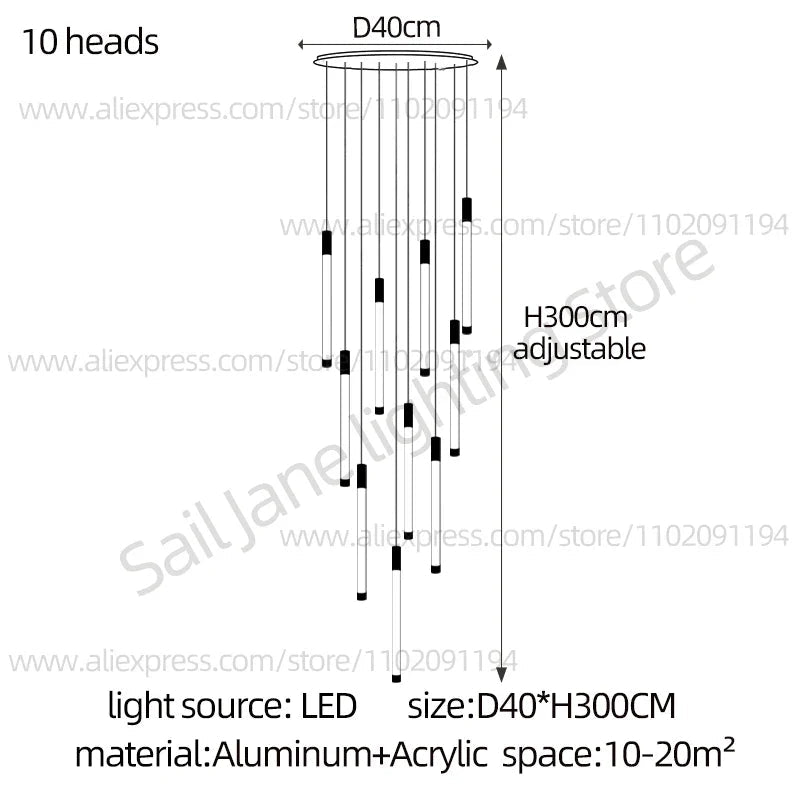 Modern Staircase Pendant Chandelier in Black or Gold - Decorbites