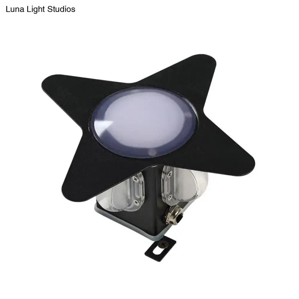 Black star-shaped led petals outdoor wall sconce with clear rounded lens and transparent housing for garden use 220v-240v 110v-120v
