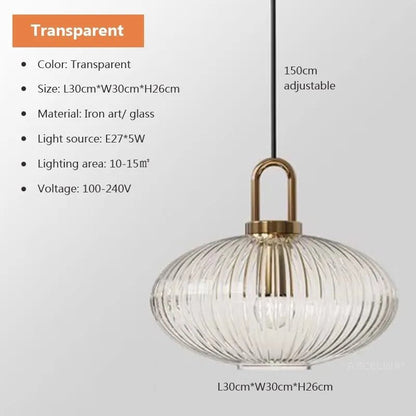 Modern Striped Glass Pendant Light in Transparent Milk White - Decorbites