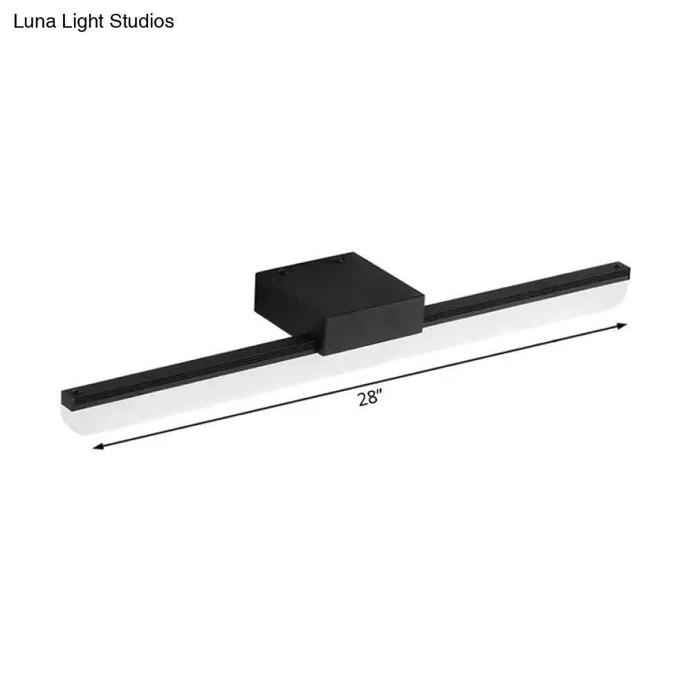 Modern style black led wall light with sleek rectangular design 28-inch length emitting bright white light for bedrooms