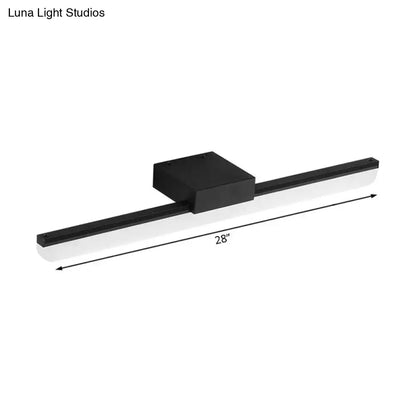 Modern style black led wall light with sleek rectangular design 28-inch length emitting bright white light for bedrooms