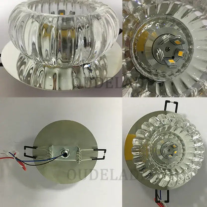 Modern sunburst decorbites crystal LED ceiling light with clear fluted glass and metallic flush mounting hardware for living room
