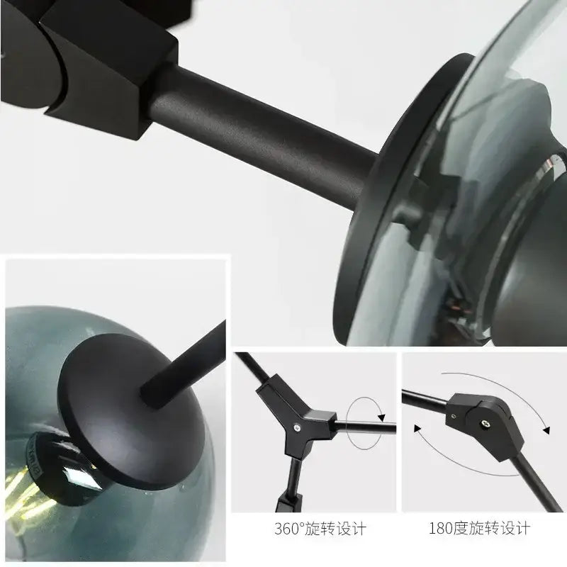 Black metal adjustable lamp arm with a translucent glass globe from modern teal decorbites glass bubble branch chandelier