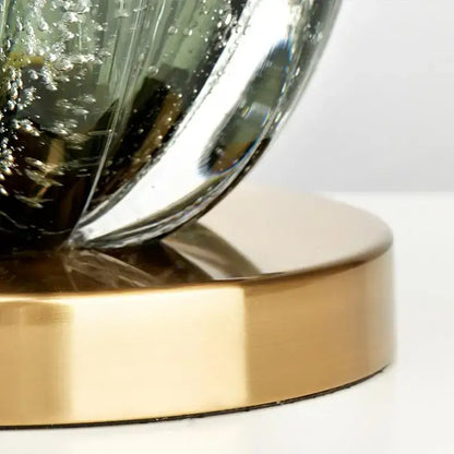 Modern teardrop textured green and gold glass table lamp with polished base ideal for bedroom decorbites glass table lamp