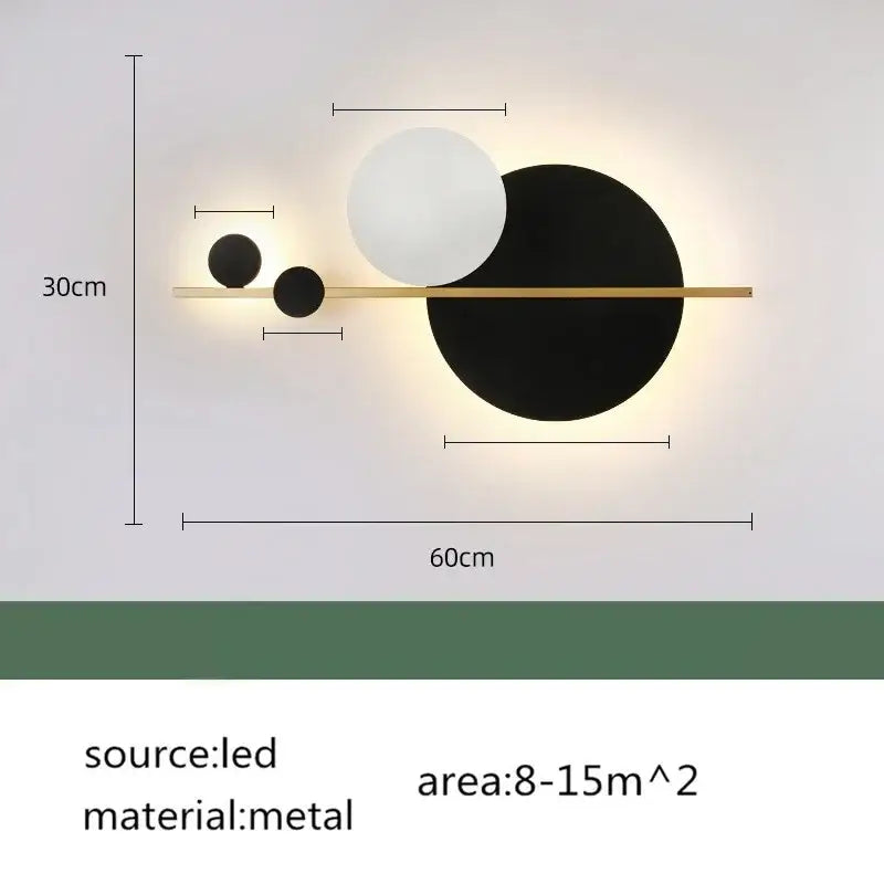 Modern terracotta and black decorbites circular wall lamp with gold bar and three warm led shades luxury wall lamp