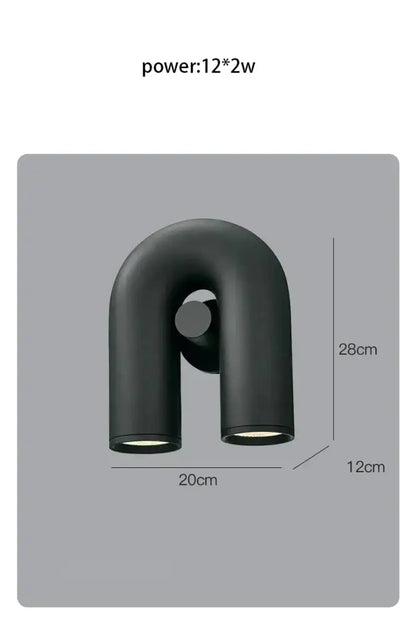 Black u-shaped wall lamp with matte metal arms and circular mounting plate modern terracotta led wall lamp for living room staircase