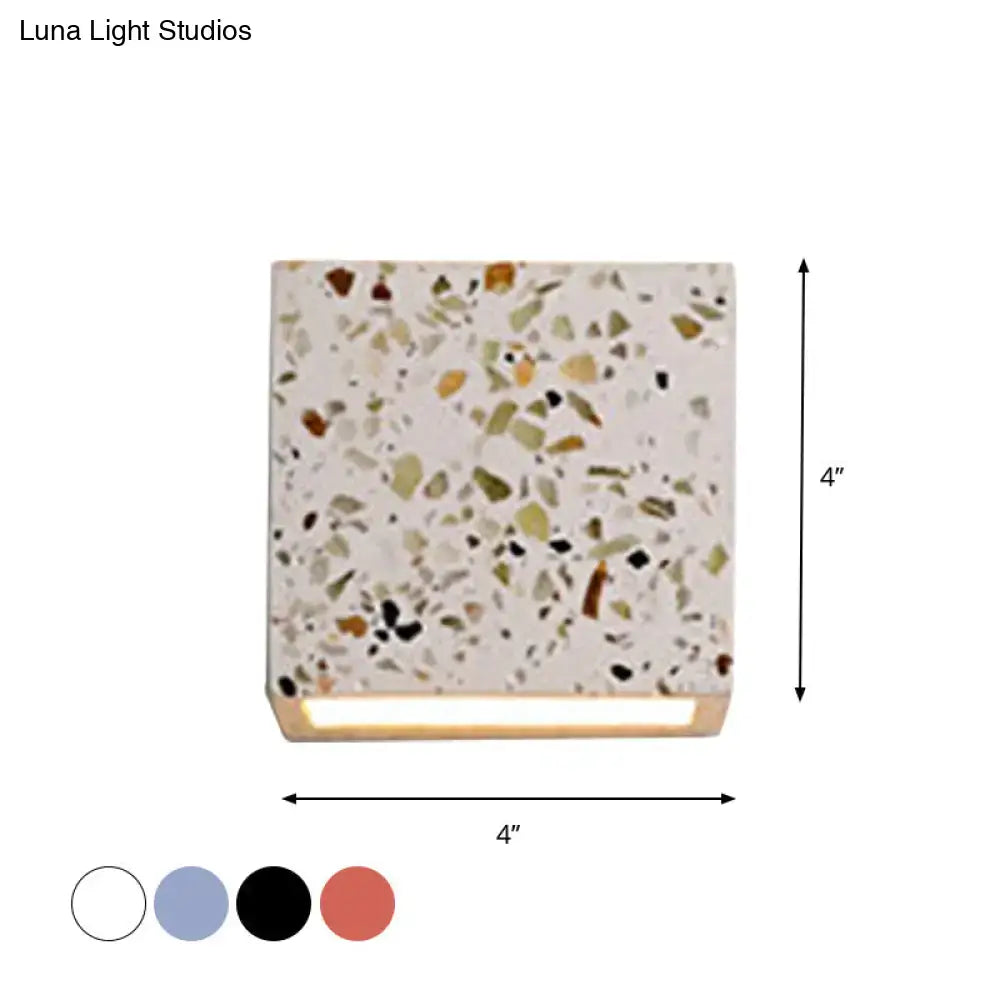 Modern terrazzo square wall light with speckled white green and brown mosaic finish compatible with e26 e27 bulbs