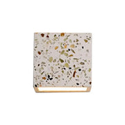 Modern terrazzo square wall light with speckled green brown black fragments set in beige base for e26 e27 bulbs