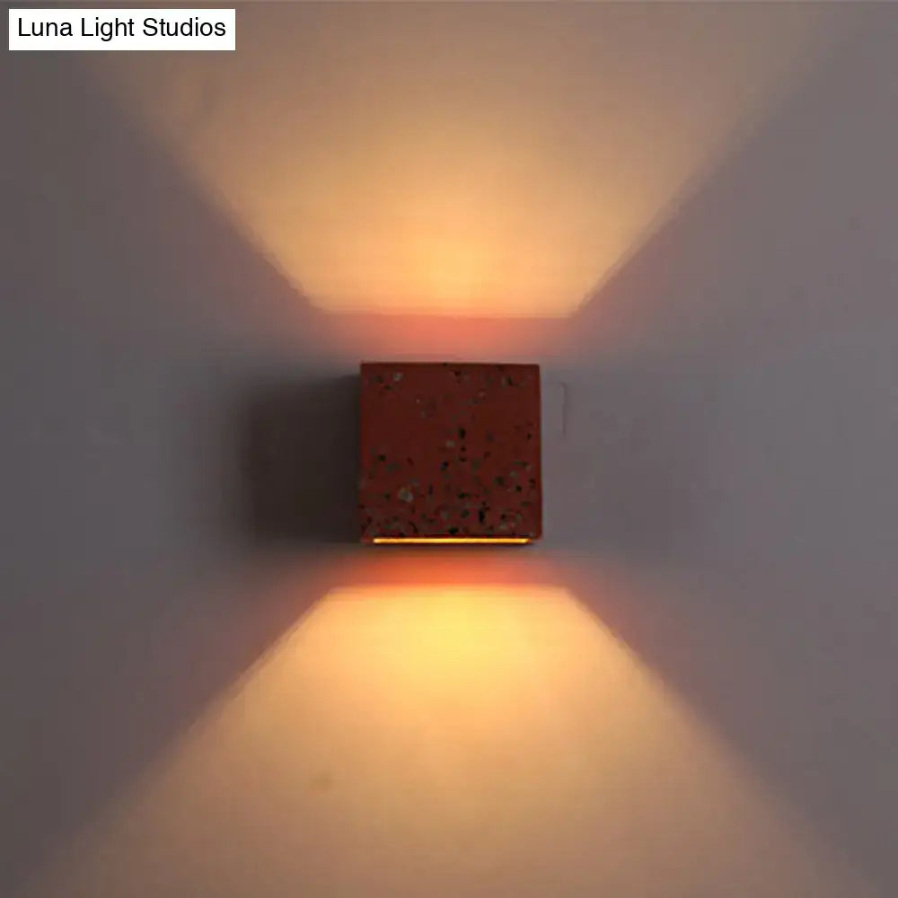 Modern terrazzo square wall light with e26 e27 light bulb features speckled amber glow and sleek metallic base