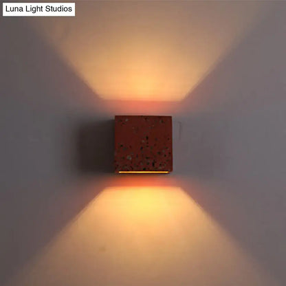 Modern terrazzo square wall light with e26 e27 light bulb features speckled amber glow and sleek metallic base
