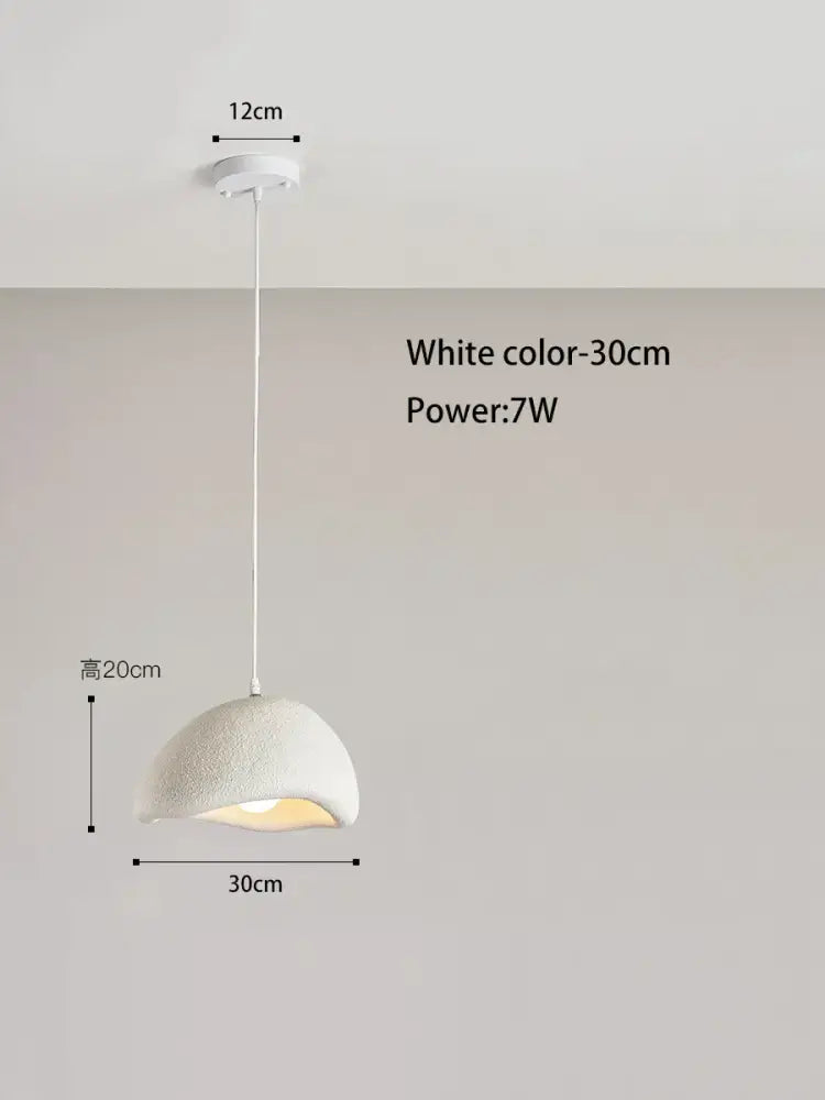 White ceramic pendant light with textured dome shade and 7w bulb from decorbites cream cloud chandelier collection