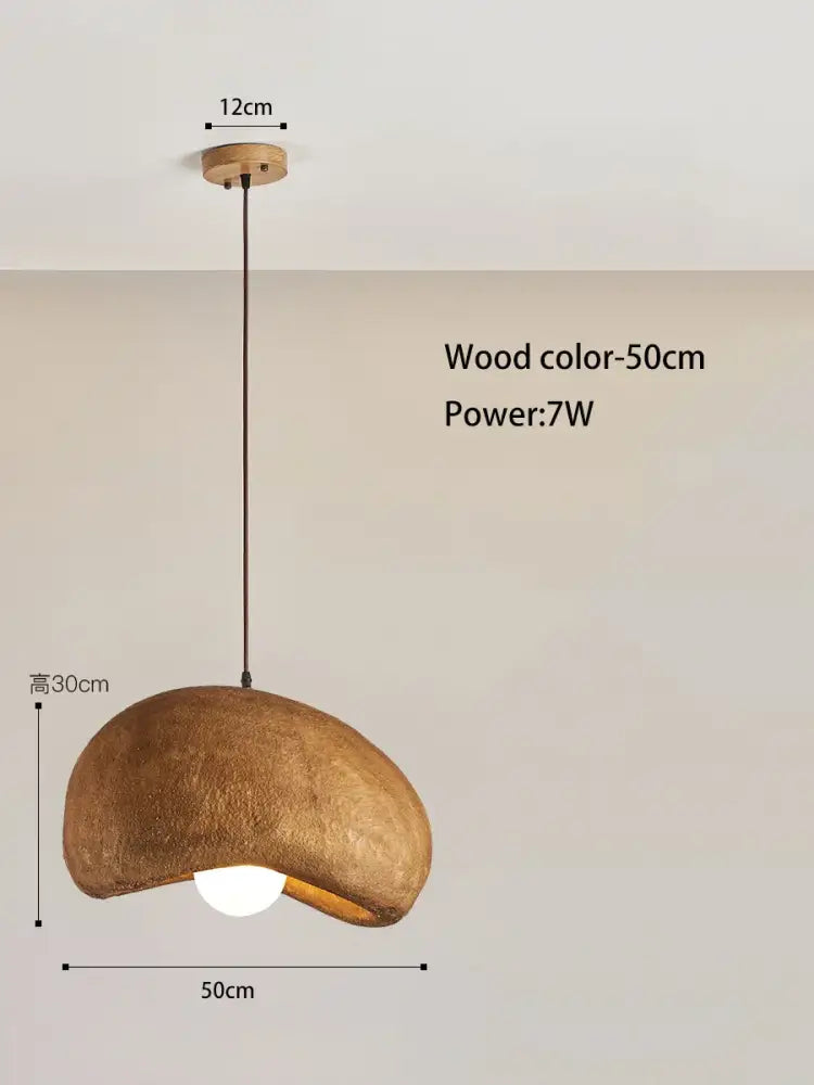 Modern textured cream cloud chandelier dining room pendant light with a 50cm wood-colored shade and wooden mount decorbites cream.cloud