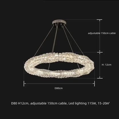 Modern textured crystal led pendant light with circular design and adjustable 150cm cable for warm dining room illumination decorbites crystal led pendant lights