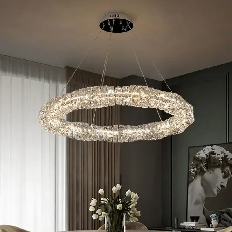 A modern textured crystal led pendant light with warm illumination for dining room decorbites crystal led pendant lights
