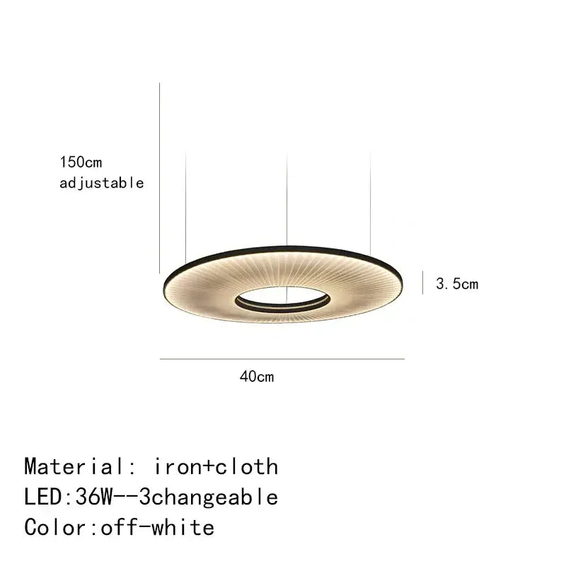 Off-white dix heures round fabric pendant light with iron and cloth materials and adjustable 150cm hanging length