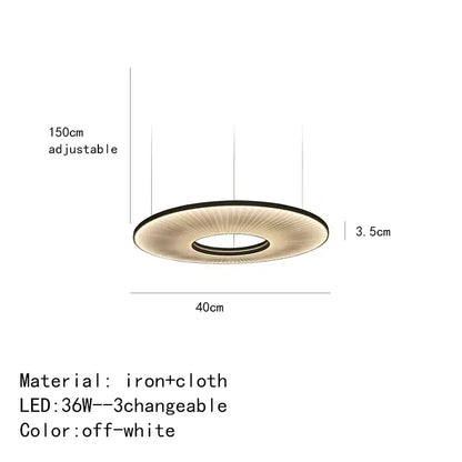 Off-white dix heures round fabric pendant light with iron and cloth materials and adjustable 150cm hanging length
