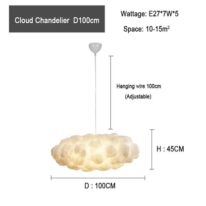 Modern textured off-white decorbites cloud chandelier with a soft surface and adjustable wire for living room pendant light