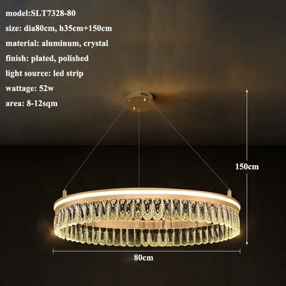 Modern three tier gold crystal led chandelier with gold-plated polished aluminum and crystal for dining room decorbites modern crystal