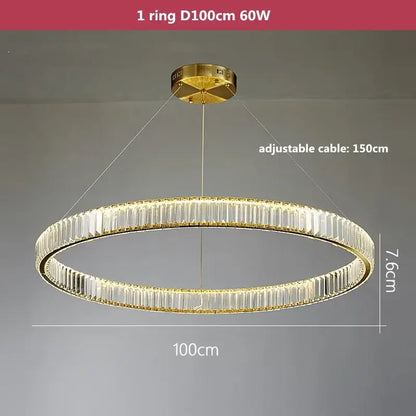 Modern three tier gold crystal led chandelier with clear faceted crystals and adjustable cable by decorbites crystal led