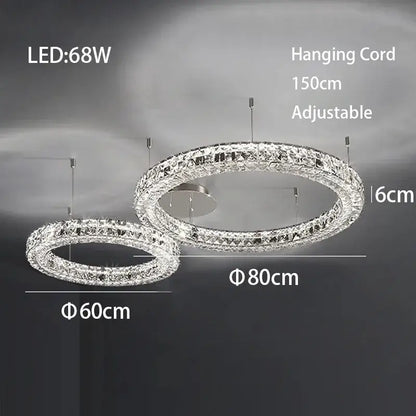 Modern three tiered decorbites crystal led chandelier with double-ring crystal-encrusted frames and adjustable cord for living room