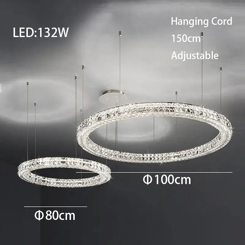 Modern three tiered decorbites crystal led chandelier with sleek circular design and adjustable hanging cord for living room