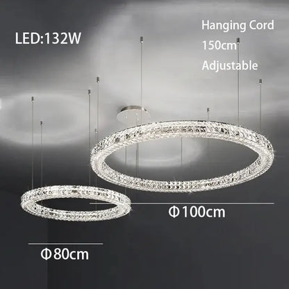 Modern three tiered decorbites crystal led chandelier with sleek circular design and adjustable hanging cord for living room