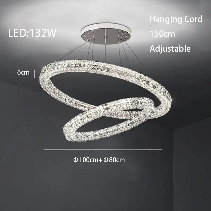 Modern three tiered decorbites crystal led chandelier with clear crystal accents and adjustable cords for living room lighting