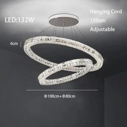 Modern three tiered decorbites crystal led chandelier with clear crystal accents and adjustable cords for living room lighting