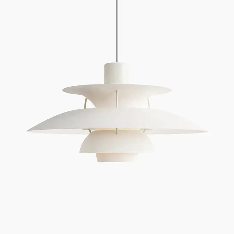 White layered metal hanging light with sleek modern design by decorbites danish designer suspension lamp for dining room