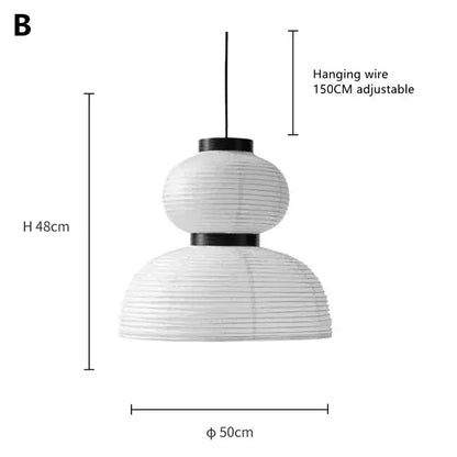 Modern tiered off-white paper pendant lights with black metal accents and adjustable wire for dining room decorbites designer led