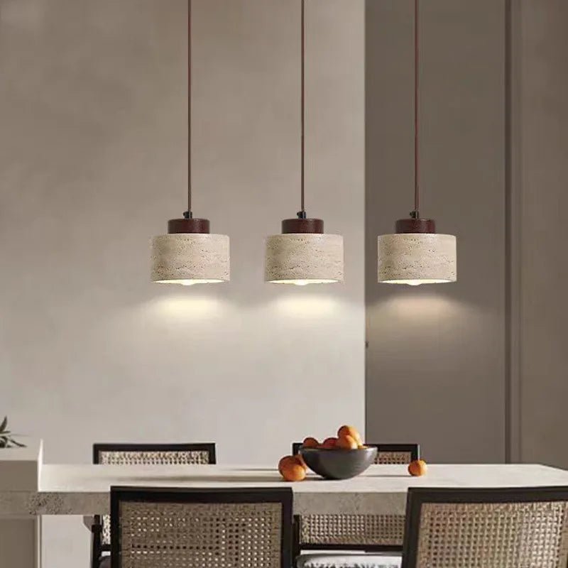 Modern Travertine Stone Pendant Light In Beige - Decorbites