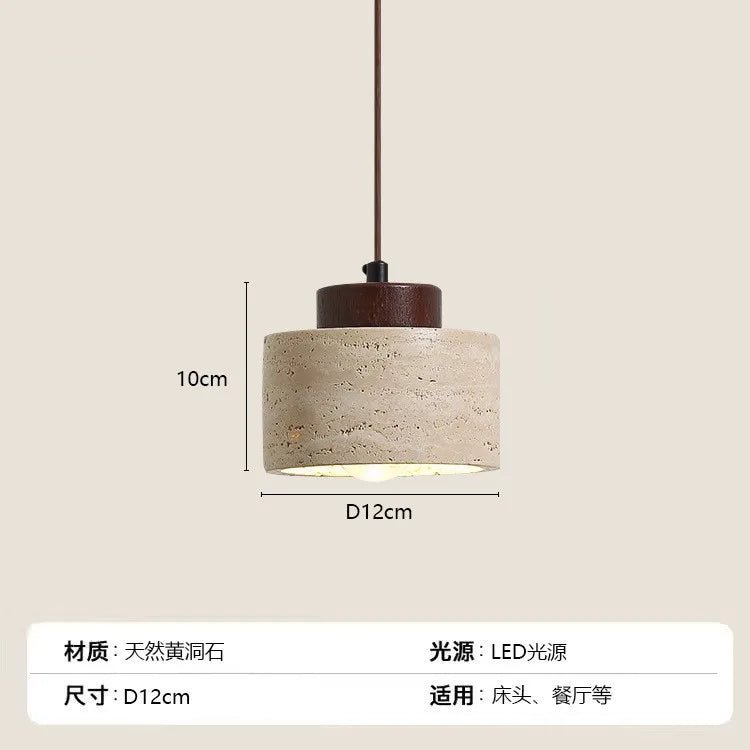 Modern Travertine Stone Pendant Light In Beige - Decorbites