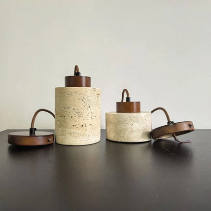 Modern Travertine Stone Pendant Light In Beige - Decorbites