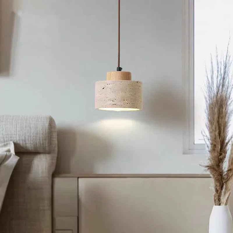 Modern Travertine Stone Pendant Light In Beige - Decorbites