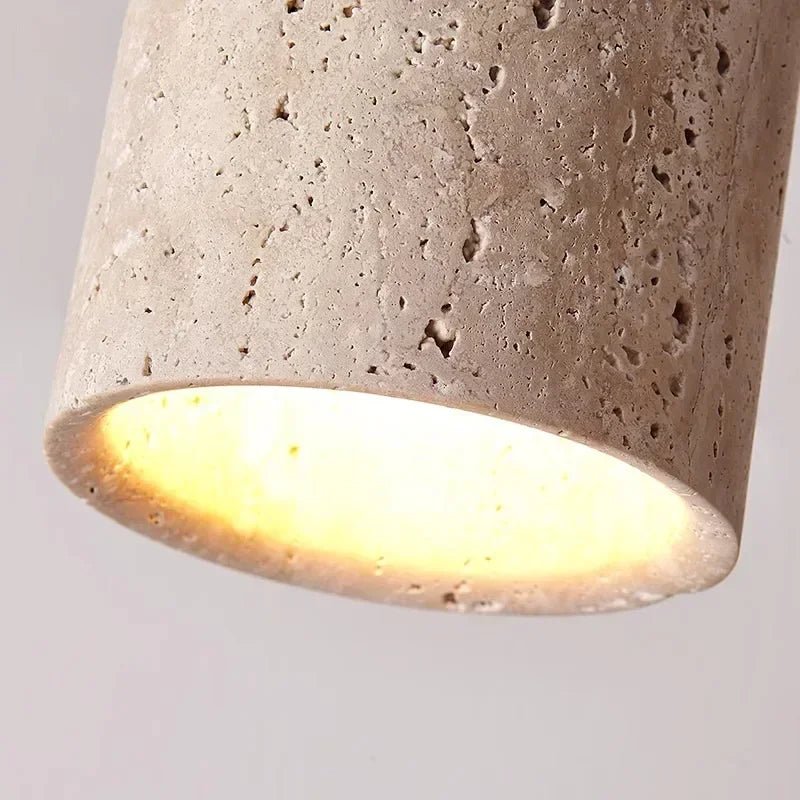 Modern Travertine Stone Pendant Light in White - Decorbites