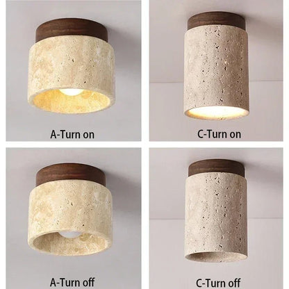 Modern Travertine Stone Pendant Light in White - Decorbites