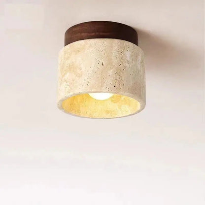 Modern Travertine Stone Pendant Light in White - Decorbites