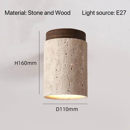 Modern Travertine Stone Pendant Light in White - Decorbites