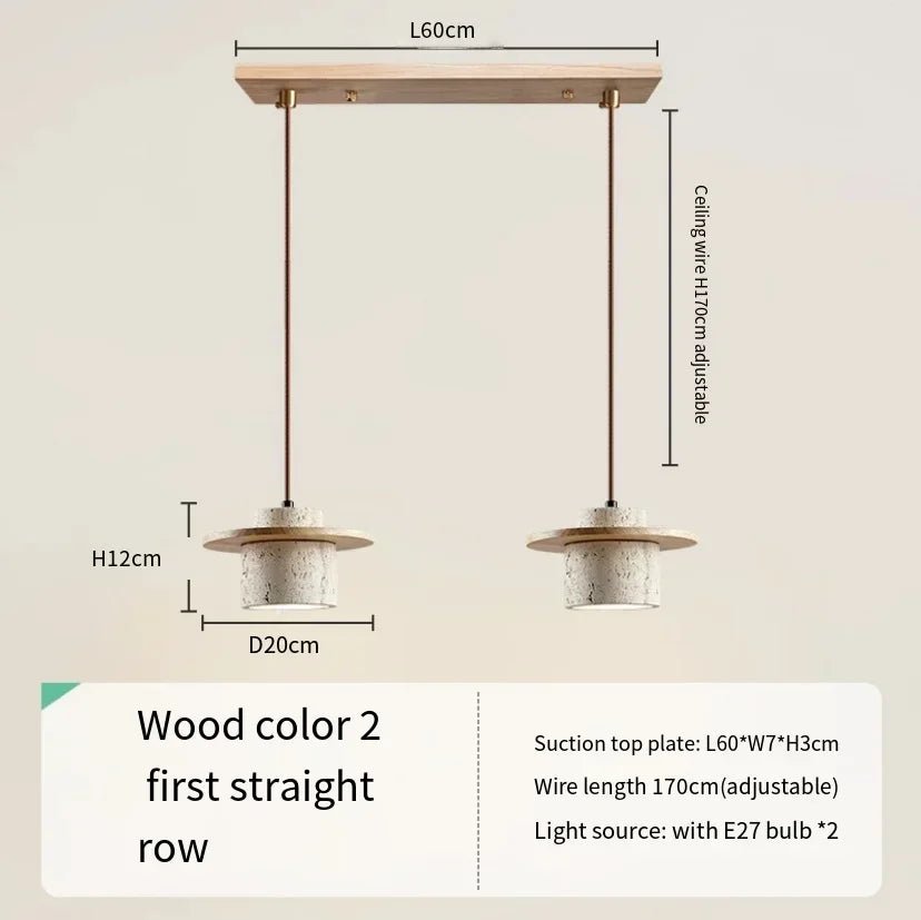 Modern Travertine Stone Pendant Light With Walnut Accent - Decorbites