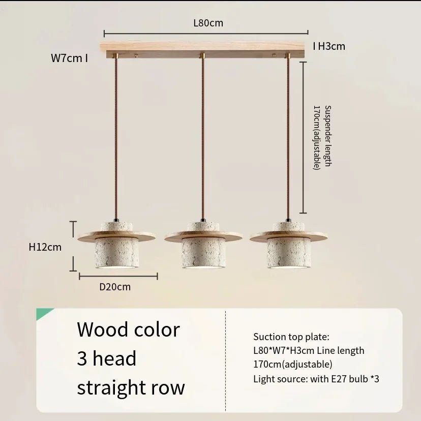 Modern Travertine Stone Pendant Light With Walnut Accent - Decorbites