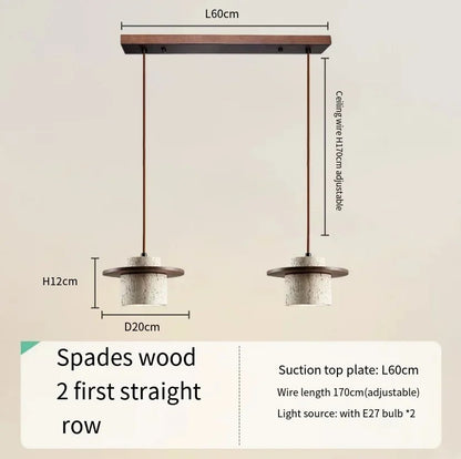 Modern Travertine Stone Pendant Light With Walnut Accent - Decorbites