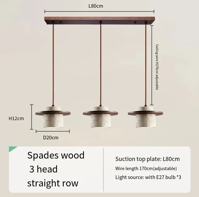 Modern Travertine Stone Pendant Light With Walnut Accent - Decorbites
