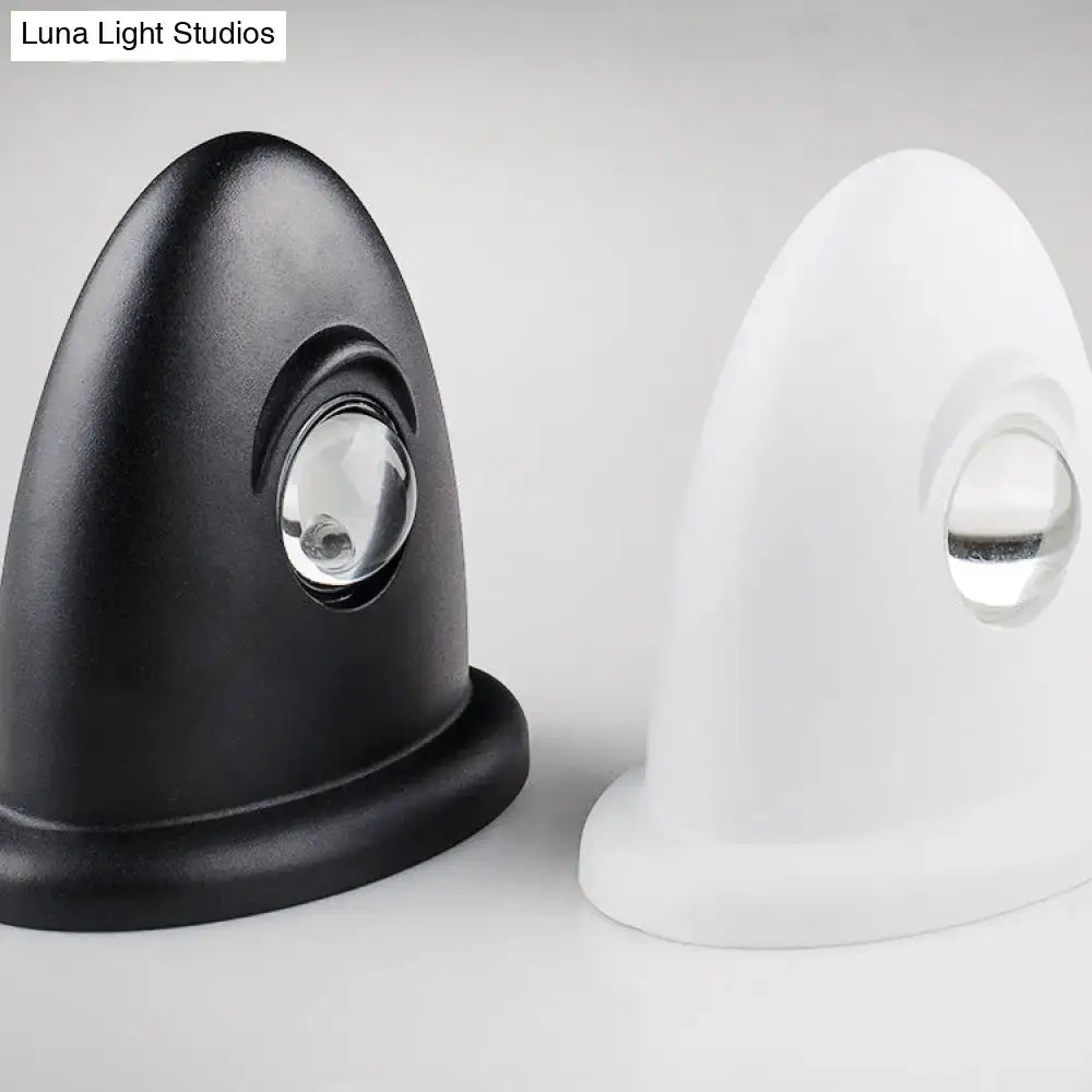 Modern triangle white and chrome bedroom wall sconce lamp with black and white oval led bedroom wall light fixtures and glass lens