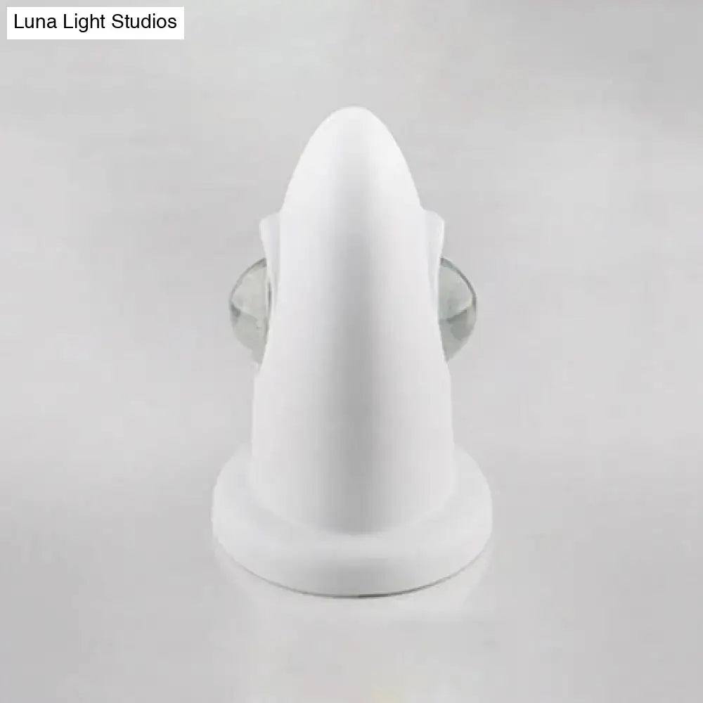 Modern triangle white ceramic wall sconce lamp with clear glass accents ideal as led bedroom wall sconce lamp